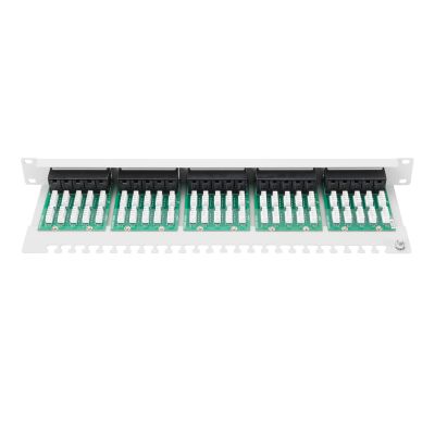 9. Digitus Panel krosowy (patch panel) ISDN 19" 50x RJ45 (8P4C), LSA poziom, kat.3, nieekranowany, 1U, szary