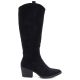 2. Kozaki zamszowe kowbojki na klocku czarne M.Daszyński SA261-6