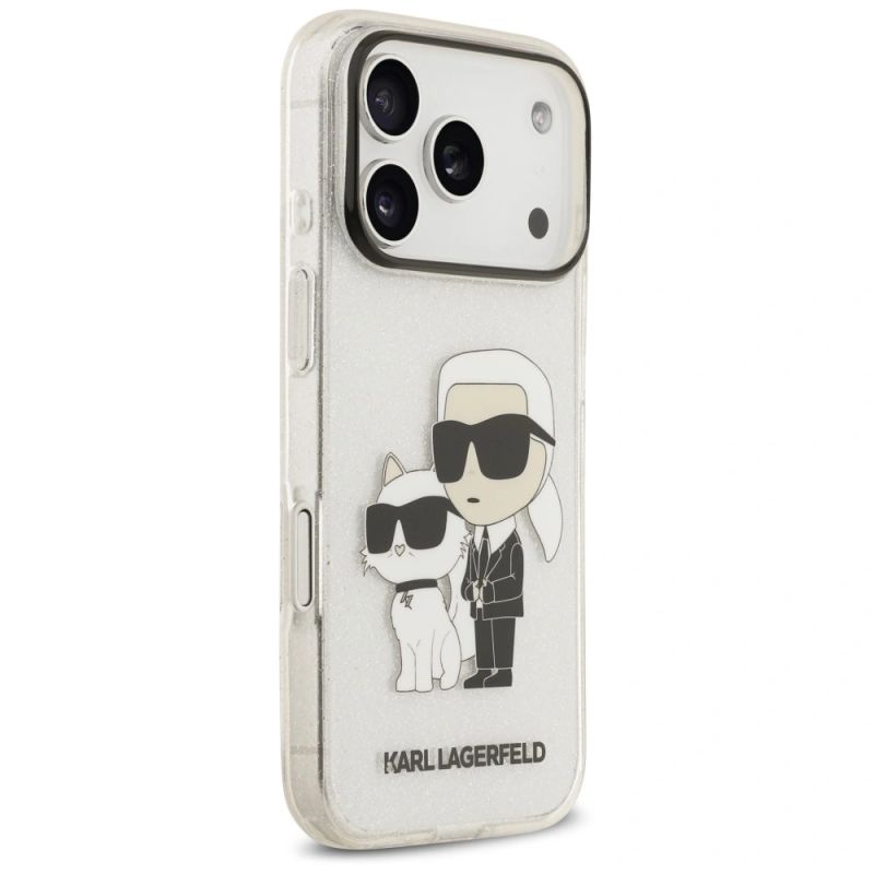 4. Etui Karl Lagerfeld IML NFT Glitter Karl&Choupette na iPhone 18 Pro Max / 17 Pro Max - przezroczyste