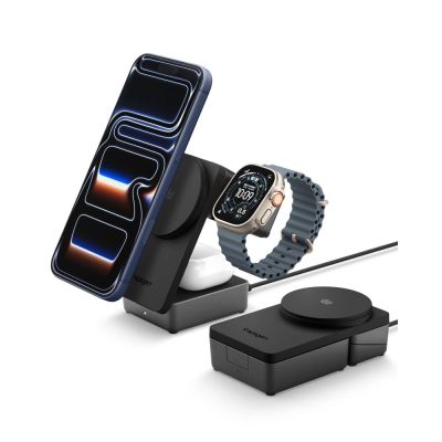 6. Ładowarka bezprzewodowa magnetyczna Spigen Essential Qi2.2 25W 3in1 MagSafe - czarna
