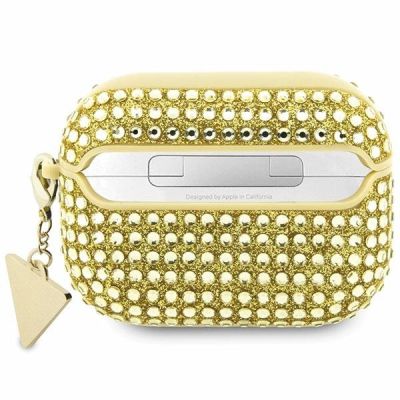 2. Etui Guess Rhinestone Triangle na AirPods Pro - złote