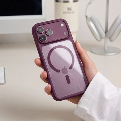 11. Etui Tech-Protect MagOne CC MagSafe + Szkło hartowane 2-Pack na iPhone 18 Pro / 17 Pro - przezroczysto-burgundowe