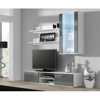 6. Szafka RTV SOHO 180 biały/ szary połysk
