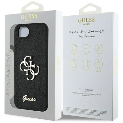 8. Etui Guess Fixed Glitter Big 4G na iPhone 16e - czarne