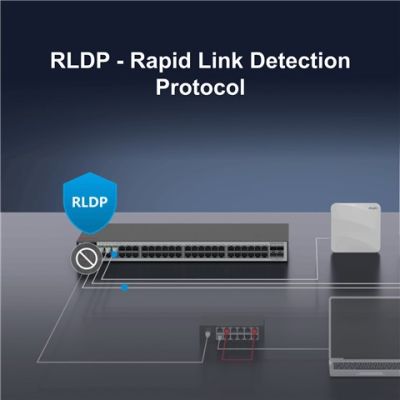 5. Zarządzalny Switch Ruijie L2+ | 48 portów 1Gbit + 4 porty SFP 2.5Gbit | 2 wentylatory, 1 wbudowany zasilacz AC | Rack