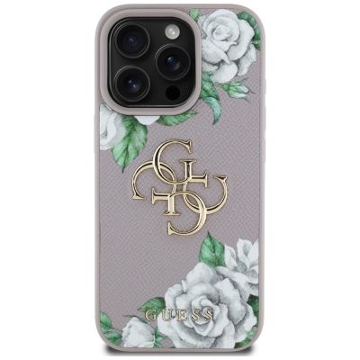 3. Etui Guess Grained Roses Big 4G logo na iPhone 16 Pro Max - fioletowe