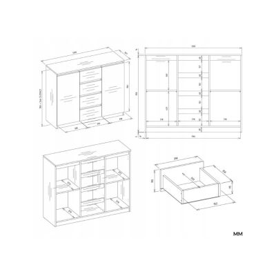 8. KOMODA 2 DRZWI 4 SZUFLADY ARTISAN/KASZMIR KOMPLET