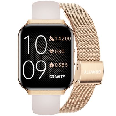 Smartwatch Gravity Różowe Złoto Pasek + Bransoleta GT44-2