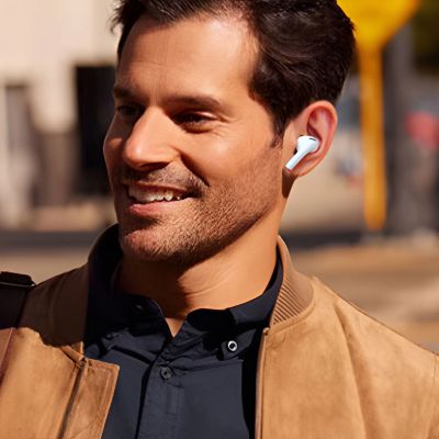 12. Słuchawki Dudao U19 douszne TWS bezprzewodowe Bluetooth 5.3 z wyświetlaczem LED - białe