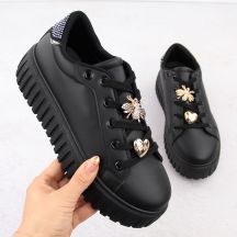 Półbuty sportowe damskie na platformie czarne NEWS 4756