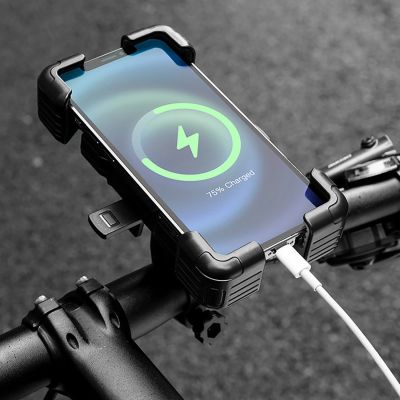 7. Uchwyt na telefon Rockbros HW-117 zaciskowy na kierownicę - czarno-szary