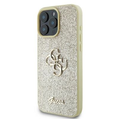 2. Etui Guess Fixed Glitter Big 4G na iPhone 16 Pro - złote