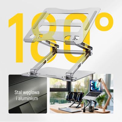 2. Podstawka pod laptopa, tablet Wozinsky WRS-CPY75DSS aluminiowa + Gratis! podstawka do smartfona - srebrna