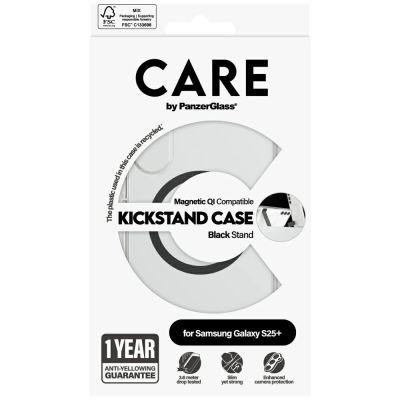 4. Etui CARE by PanzerGlass Feature Black Kickstand & QI do Samsung Galaxy S25+ - przezroczysty