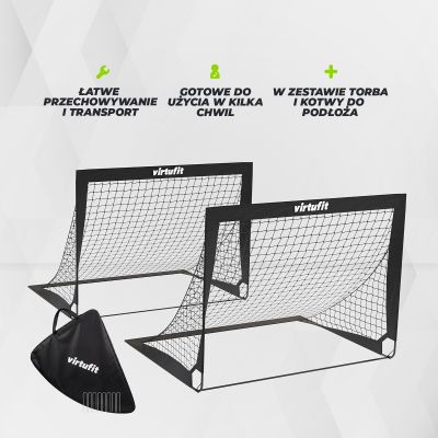 31. VIRTUFIT ZESTAW SKŁADANYCH BRAMEK DO PIŁKI NOŻNEJ - BRAMKI DO PIŁKI NOŻNEJ - 120 X 90 CM