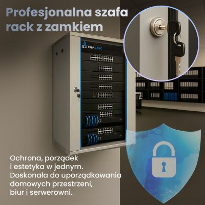 2. EXTRALINK SZAFA RACK WISZĄCA 12U 600X450 SZARA