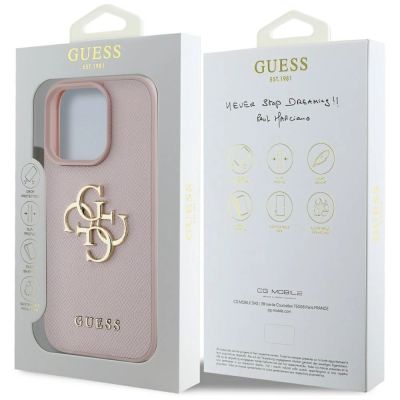 8. Etui Guess Grained Big 4G Logo Small Classic Logo na iPhone 16 Pro - różowe