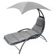 8. LEŻAK FOTEL Z PARASOLEM BERGAMO 200x125x180CM SZARY
