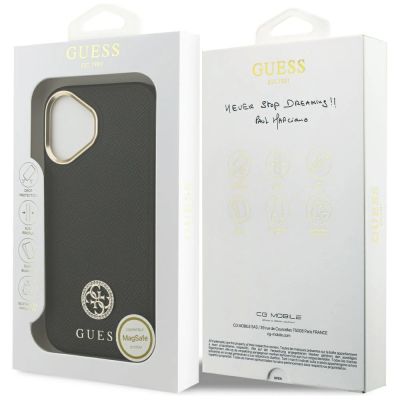 8. Etui Guess Grained Strass Logo MagSafe na iPhone 17 - czarne