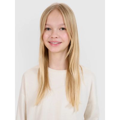 4. Longsleeve oversize gładki dziewczęcy 4F 4FJWSS25TLONF377-12S