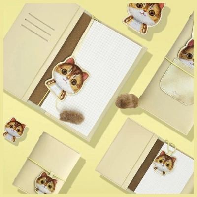 5. Zestaw Nimmy Big Eyed Pet 2.0 Cat 2w1 notatnik + długopis - beżowy