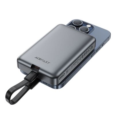 4. Powerbank Acefast M10 magnetyczny 2x USB-C PD 30W z ładowaniem indukcyjnym 15W i kablem USB-C - czarny