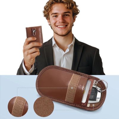 4. Etui na kluczyki samochodowe Tech-Protect KLR100 blokujące RFID- brązowe
