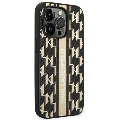 4. Etui Karl Lagerfeld Monogram Stripe na iPhone 14 Pro Max - brązowe