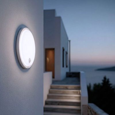 10. MACLEAN LAMPA LED Z CZUJNIKIEM RUCHU, CZUJNIK PIR, KOLOR BIAŁY, 10W, IP65, 1000LM, BARWA NEUTRALNA MCE525 W