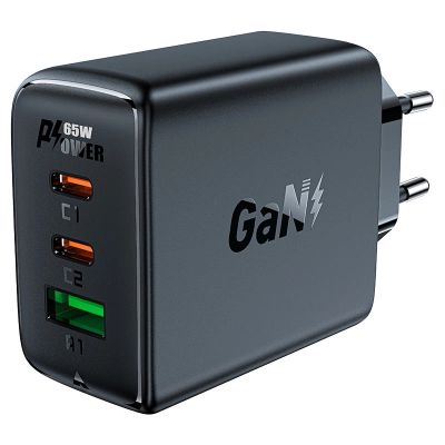 4. Acefast szybka ładowarka sieciowa GaN (2x USB-C / USB-A) PPS / PD / QC4+ 65W biała (A41)