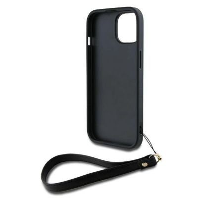 4. Etui DKNY Wrist Strap Stock Logo na iPhone 15 / 14 / 13 - czarne