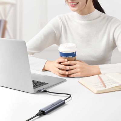 13. Ugreen wielofunkcyjny adapter HUB USB 3.0 - 3 x USB / Ethernet RJ-45 / USB Typ C PD szary (CM475)