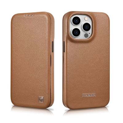28. iCarer CE Premium Leather Folio Case skórzane etui iPhone 14 Pro z klapką magnetyczne MagSafe brązowy (WMI14220714-BN)