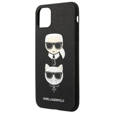 5. Etui Karl Lagerfeld Saffiano Karl&Choupette Head na iPhone 11 Pro Max - czarne