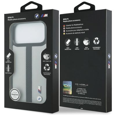 8. Etui BMW M Perforated Stripe Logo MagSafe na iPhone 17 Pro Max - szare