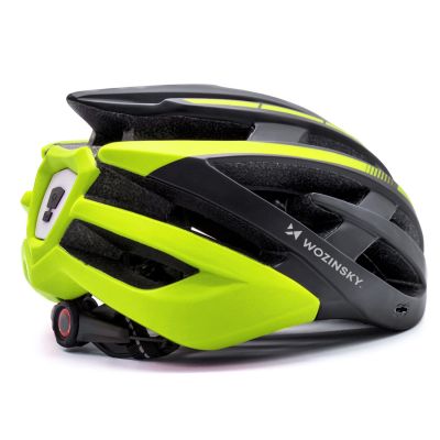 5. Kask rowerowy MTB Wozinsky z odpinanym daszkiem i tylną lampką USB 57-62 cm - czarno-żółty