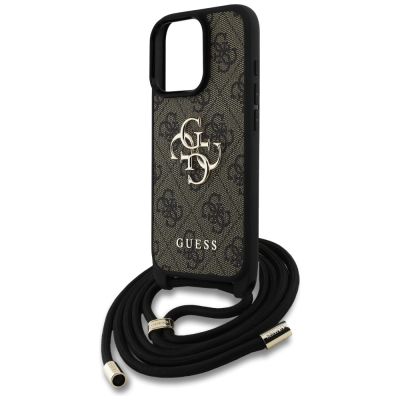5. Etui Guess 4G Big Logo Cord Stap Crossbody do iPhone 16 Pro brązowy