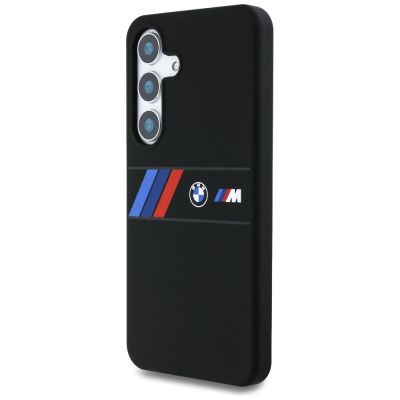 2. Etui BMW Silicone Middle Tricolor Stripes MagSafe na Samsung Galaxy S25 - czarne