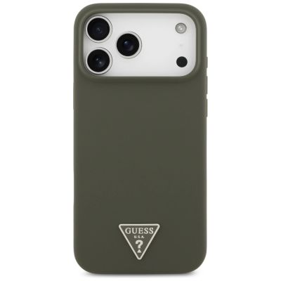 3. Etui Guess Silicone Triangle Logo MagSafe na iPhone 17 Pro Max - zielone