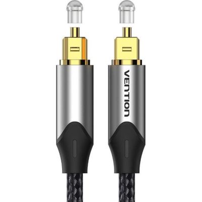 2. Kabel audio optyczny Vention w oplocie z aluminiowym złączem 5m szary