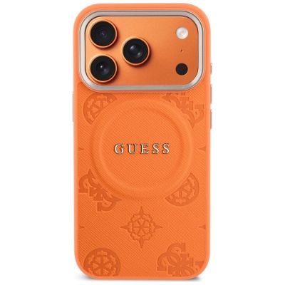 3. Etui Guess Peony Hot Stamp MagSafe na iPhone 17 Pro - pomarańczowe