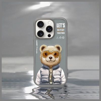 8. Etui Nimmy Cool&Cute 2.0 Bear na iPhone 16 Pro Max - szare