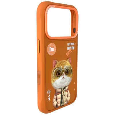 4. Etui Nimmy Cool&Cute 2.0 Cat na iPhone 17 Pro Max - pomarańczowe