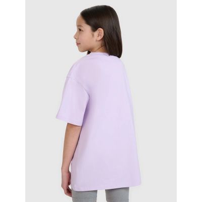 3. T-shirt oversize z nadrukiem dziewczęcy 4F 4FJWSS25TTSHF1870-52S