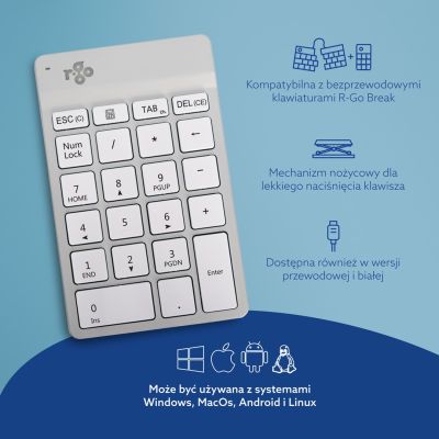 35. R-Go Tastatur Nummernblock Break Bluetooth weiĂź