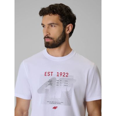 4. T-shirt regular z nadrukiem męski 4F 4FRSS26TTSHM4039-10S