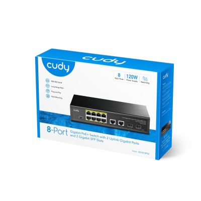 3. Switch CUDY GS1010PS2 8-GbE PoE z 2 portami