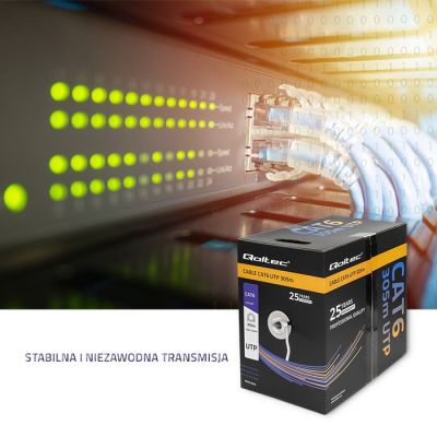 5. QOLTEC KABEL SIECIOWY SKRĘTKA UTP | CAT6 | 305M | PVC SZARY
