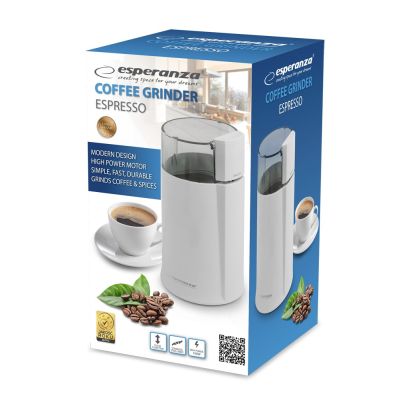 6. Młynek do kawy Esperanza Espresso EKC001W (160W; udarowy; kolor biały)