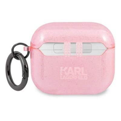 2. Etui Karl Lagerfeld Glitter Karl's Head na AirPods 3 - różowe